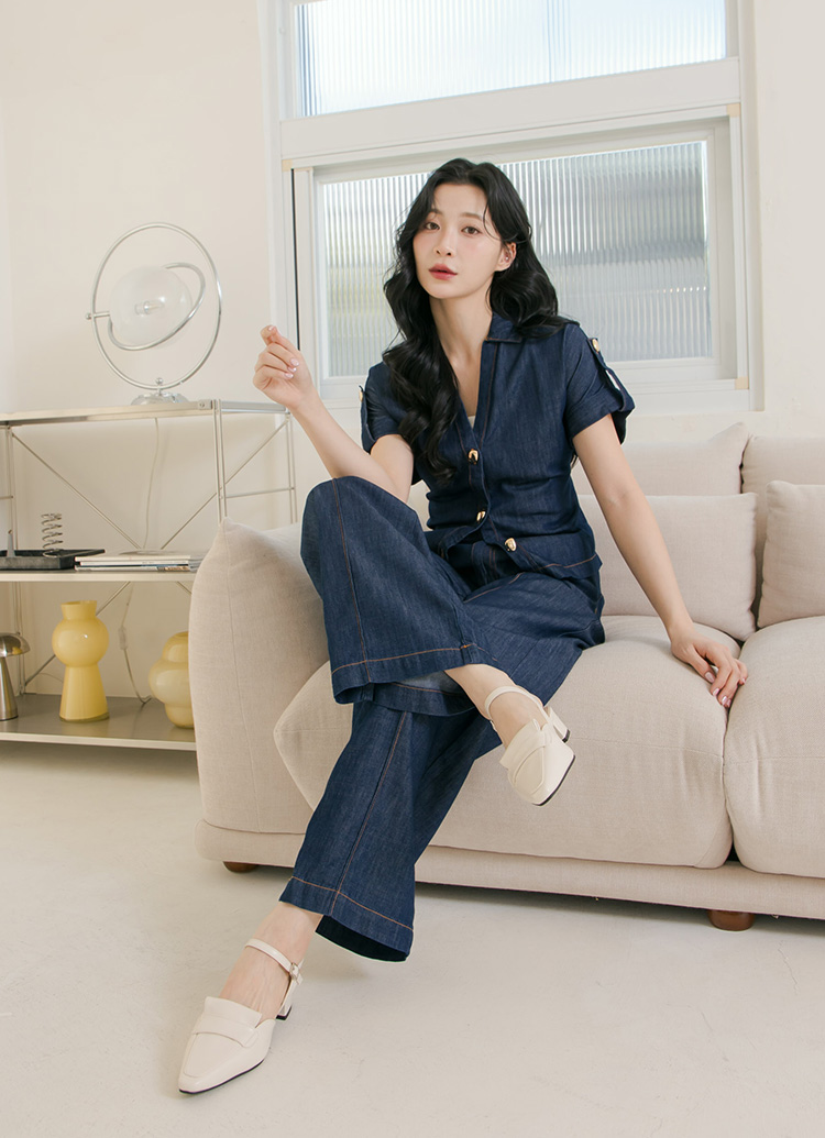 GraceGift平價女鞋 日系百搭 尖頭 便仕後空跟鞋 米白