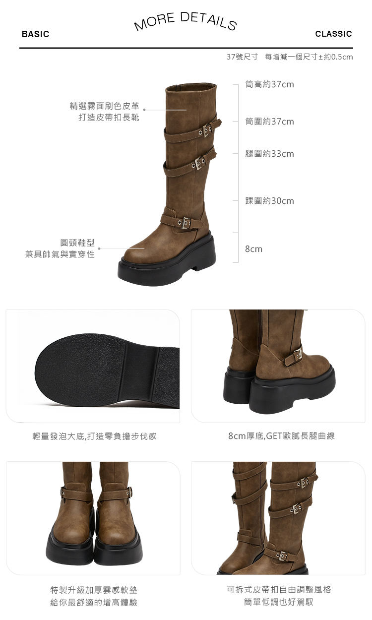 Grace Gift  悅悅聯名 紐約街頭 刷色扣環輕量長靴 黑色 厚底長靴 實拍圖