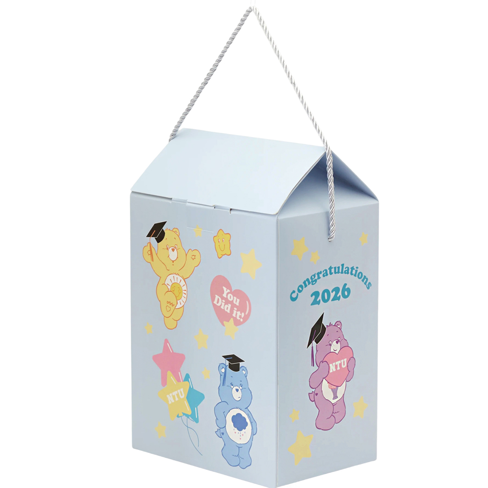 GraceGift CareBears聯名 樂觀小熊 NTU畢業祝福小熊吊飾禮盒 附贈手機墊片 粉紅