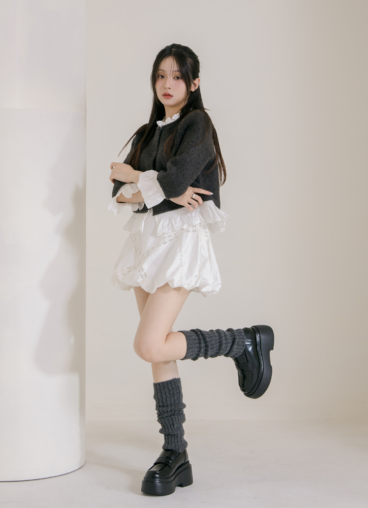 GraceGift平價女鞋 摩登比例 內增高 輕量厚底 樂福鞋 黑