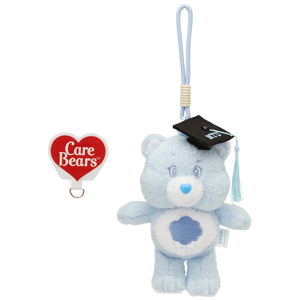 GraceGift CareBears聯名 樂觀小熊 NTU畢業祝福小熊吊飾禮盒 附贈手機墊片 粉紅