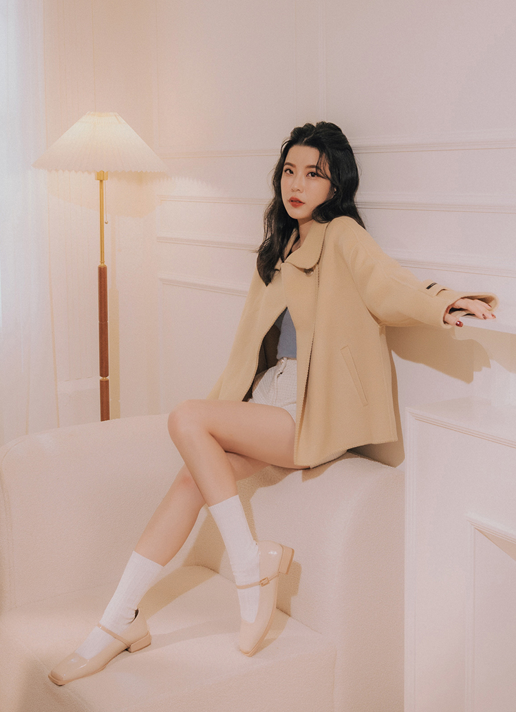 GraceGift Alice聯名 優雅芭蕾 低跟 瑪莉珍鞋 杏漆