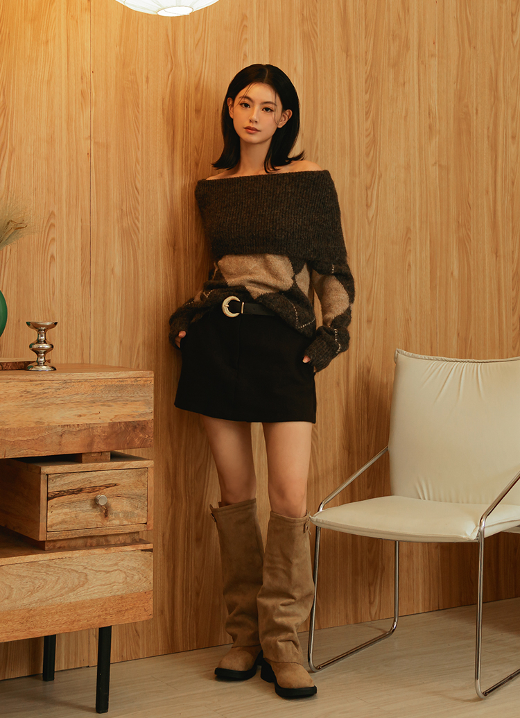 Grace Gift 平價女鞋 穿搭利器 2way可拆式褲管堆堆長靴 卡其色 中跟長靴 實拍圖