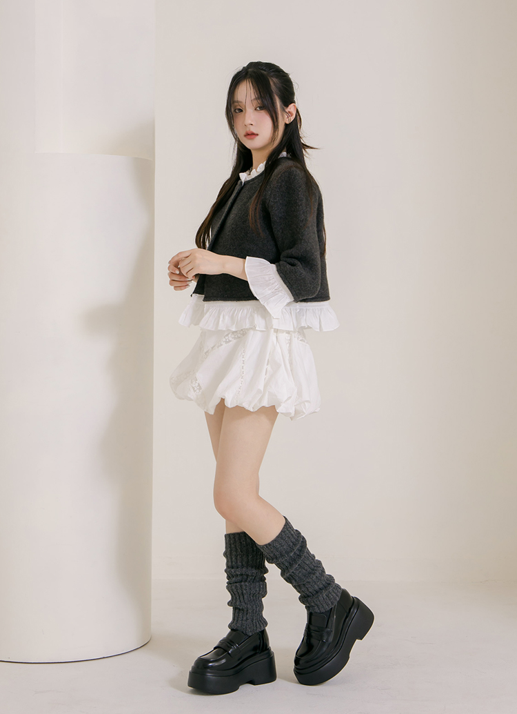 GraceGift平價女鞋 摩登比例 內增高 輕量厚底 樂福鞋 黑