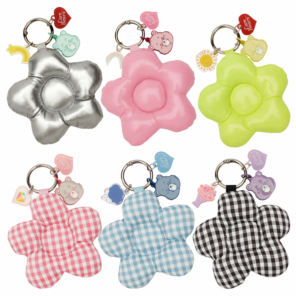 GraceGift CareBears聯名 許願小熊 Blossom系列 鋪棉小花鑰匙圈 銀