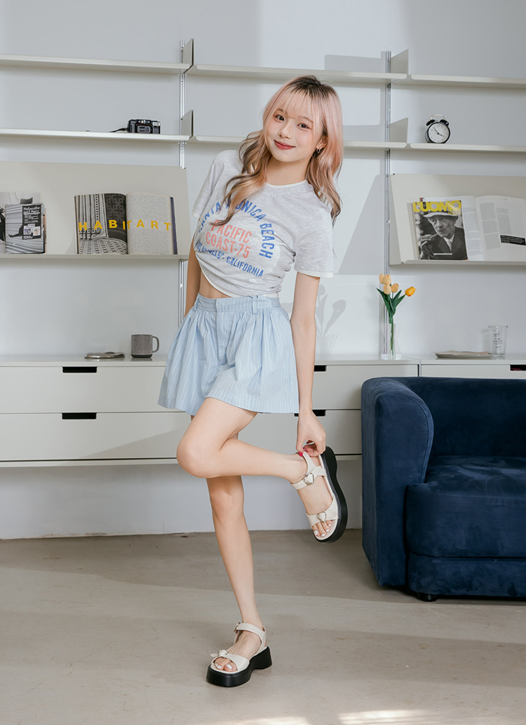 GraceGift平價女鞋 復古甜心 愛心扣 輕量厚底涼鞋 杏