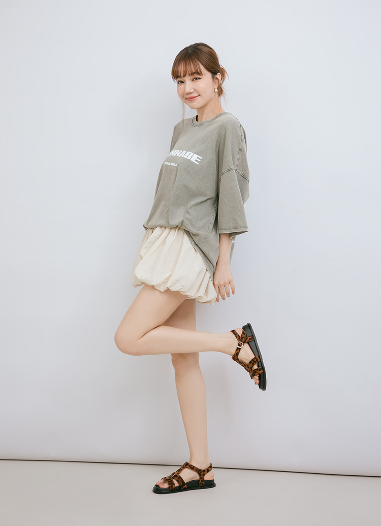 GraceGift平價女鞋 復古率性 T字 澎澎鞋墊 編織涼鞋 豹紋