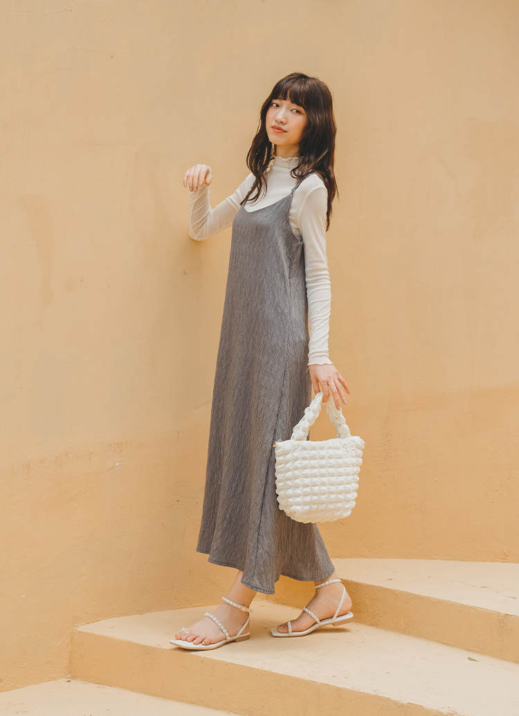 GraceGift 薛妞妞聯名 珍珠細帶 平底涼鞋 米白