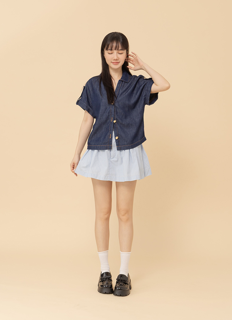 GraceGift平價女鞋 清甜學院風 蝴蝶結 輕量厚底樂福鞋 黑漆