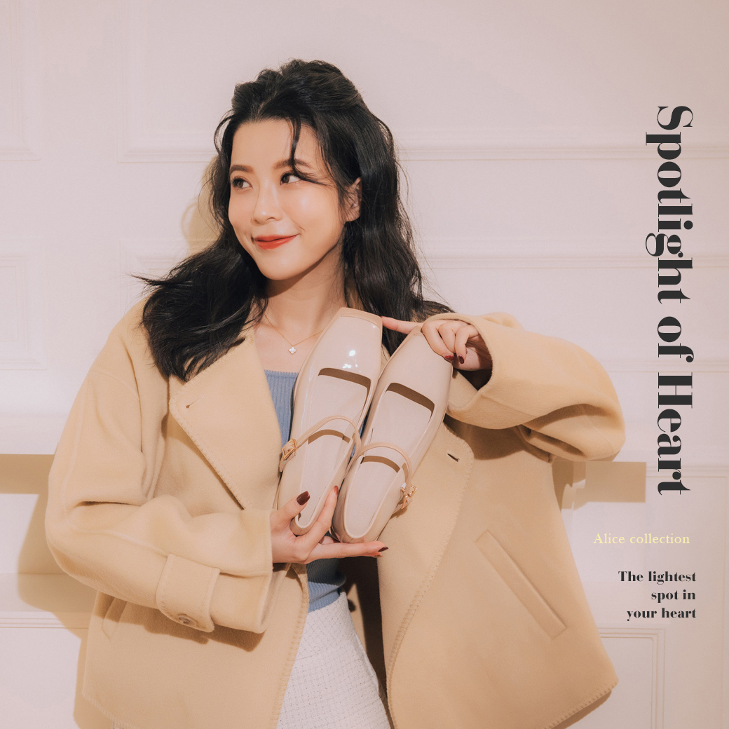 GraceGift Alice聯名 優雅芭蕾 低跟 瑪莉珍鞋 杏漆