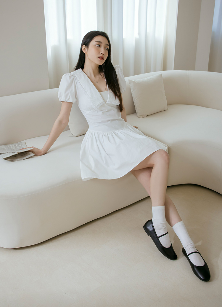 GraceGift 平價女鞋 時髦慵懶 極柔感簡約平底鞋 黑色 平底鞋 實拍圖