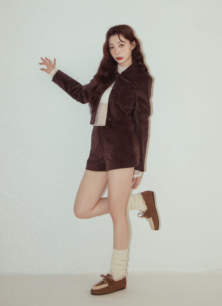 GraceGift平價女鞋 復古暖意 真皮 羊羔毛莫卡辛鞋 駝