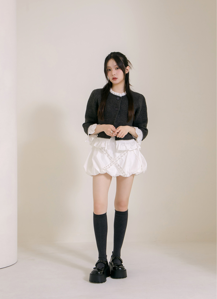 Grace Gift 平價女鞋 高挑甜心 蝴蝶結輕量瑪莉珍鞋 黑漆色 厚底瑪莉珍鞋 實拍圖