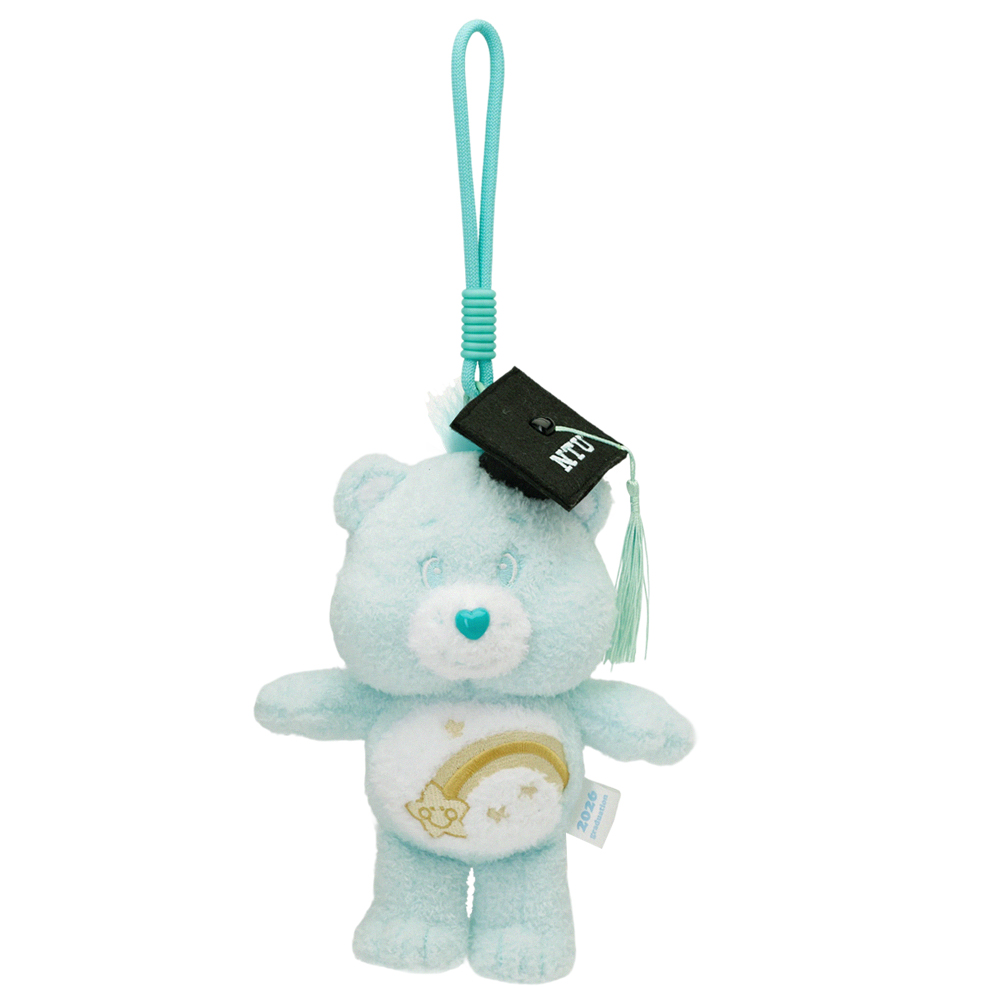 GraceGift CareBears聯名 許願小熊 NTU畢業祝福小熊吊飾禮盒 附贈手機墊片 藍綠
