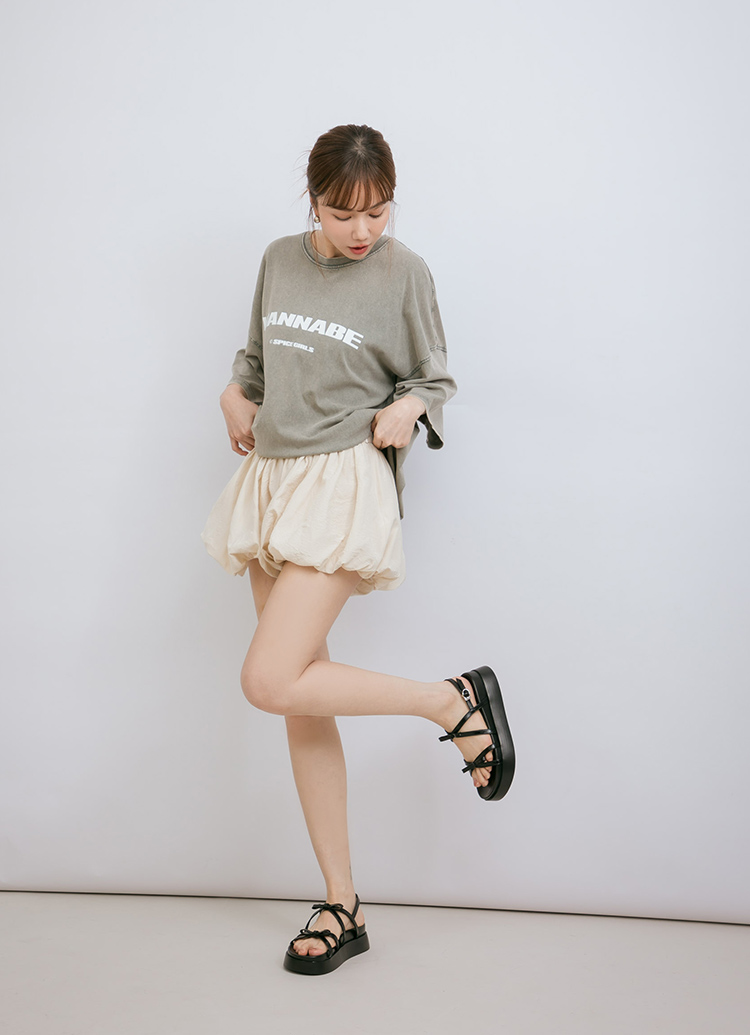 GraceGift平價女鞋 個性交叉 蝴蝶結細帶 奶油厚底涼鞋 黑