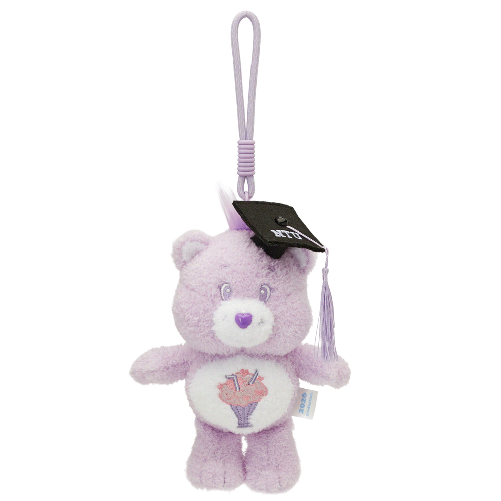 GraceGift CareBears聯名 分享小熊 NTU畢業祝福小熊吊飾禮盒 附贈手機墊片 紫