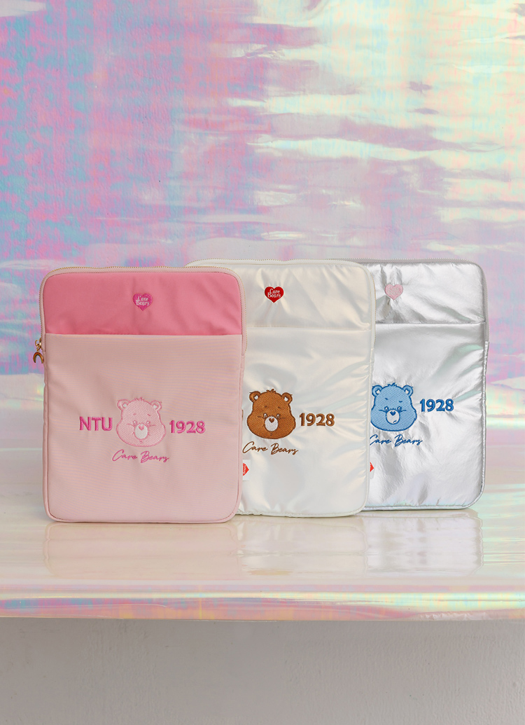 GraceGift Care Bears聯名  NTU樂觀小熊澎澎空氣平板包 粉色 實拍圖