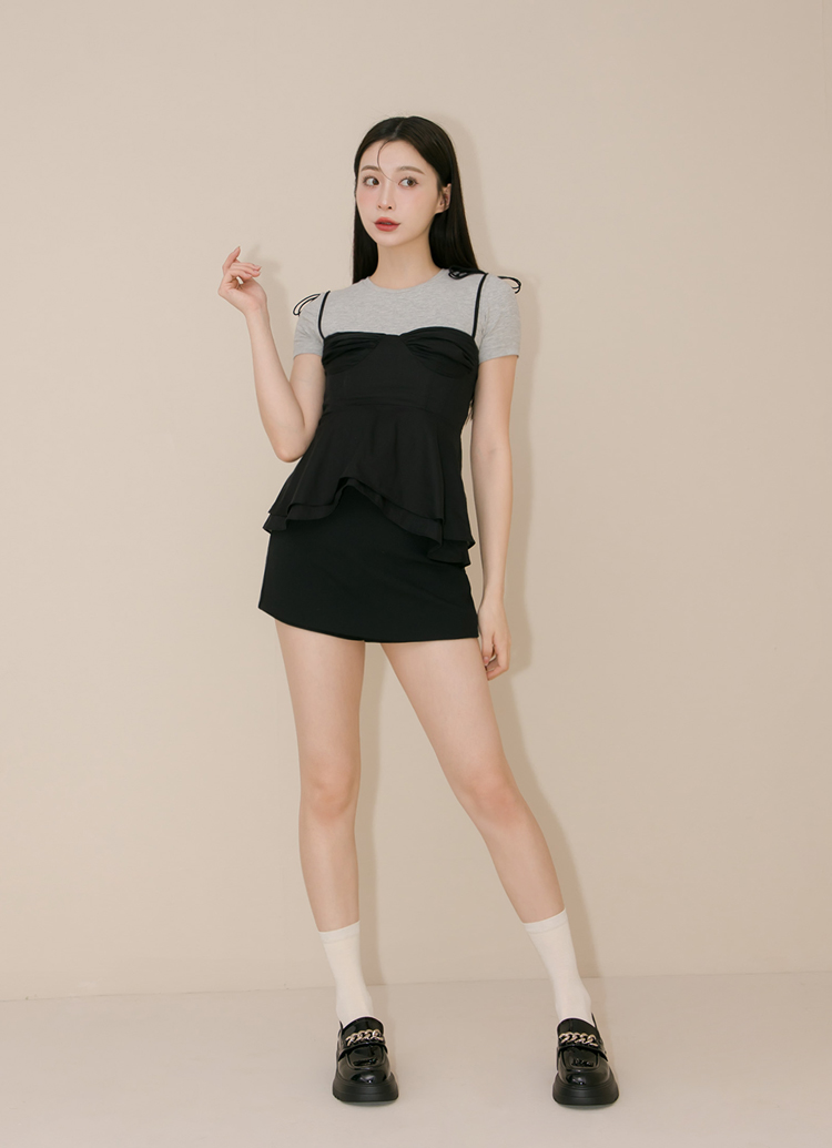 GraceGift平價女鞋 個性氣場鏈條 輕量厚底 樂福鞋 黑漆