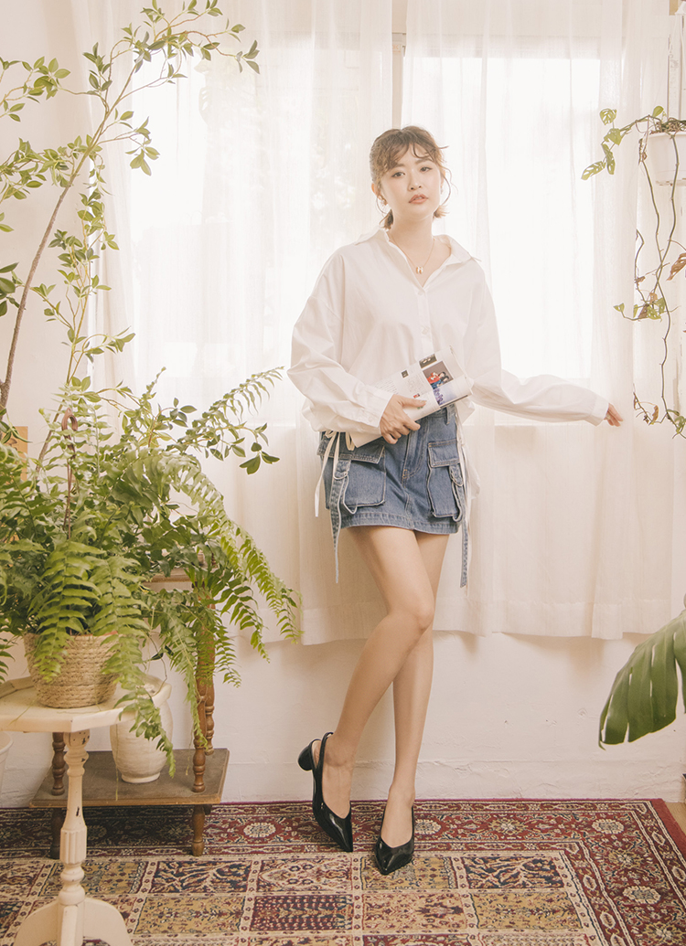GraceGift 小貓聯名 優雅女孩 素面尖頭 全真皮後簍空跟鞋 黑漆