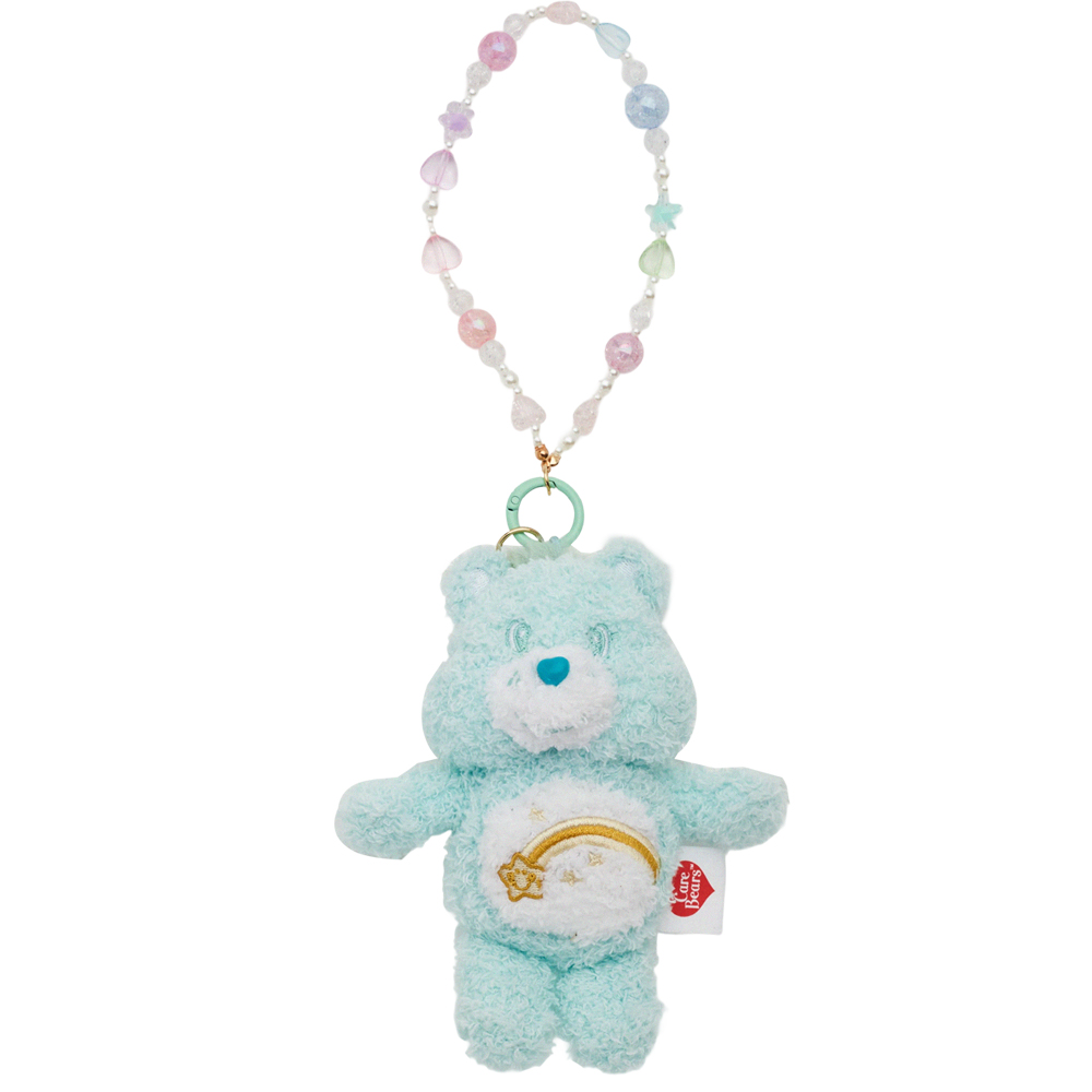 GraceGift CareBears聯名 Care Bears彩虹熊 棉花糖系列毛絨玩偶手機串珠吊飾一中盒