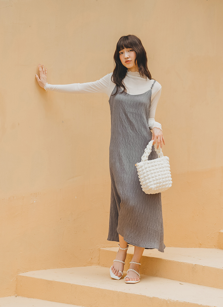 GraceGift 薛妞妞聯名 珍珠細帶 平底涼鞋 米白