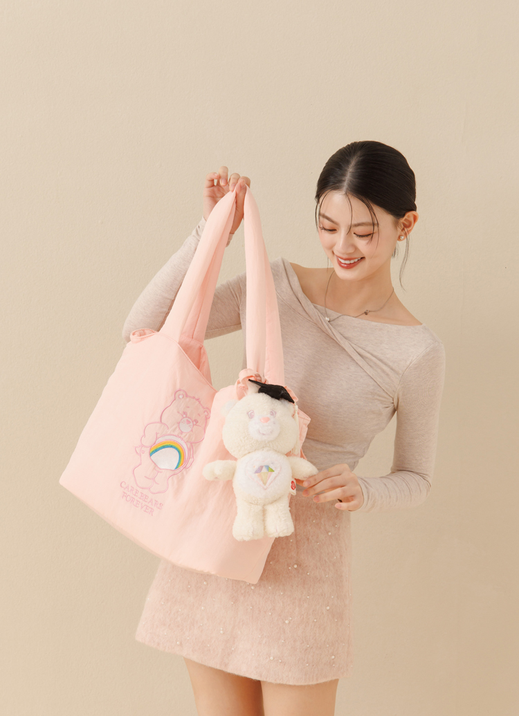 GraceGift CareBears聯名 許願小熊 畢業祝福小熊吊飾禮盒 附贈手機墊片 藍綠
