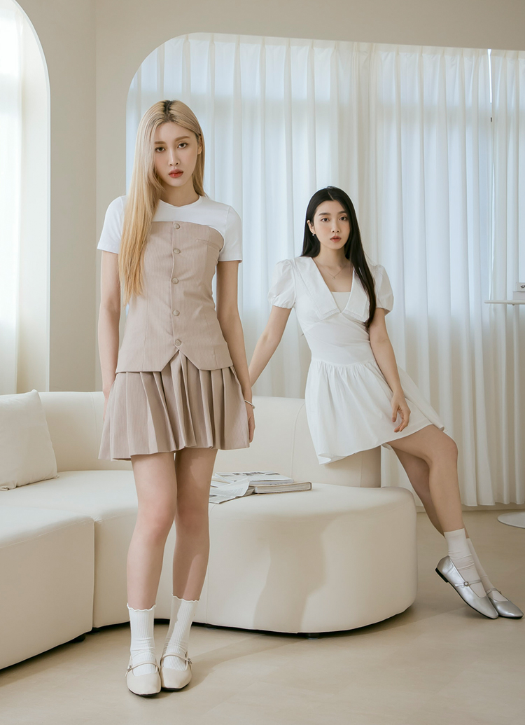 GraceGift 平價女鞋 韓系小愛心 復古瑪莉珍鞋 米白色 平底瑪莉珍鞋 實品圖