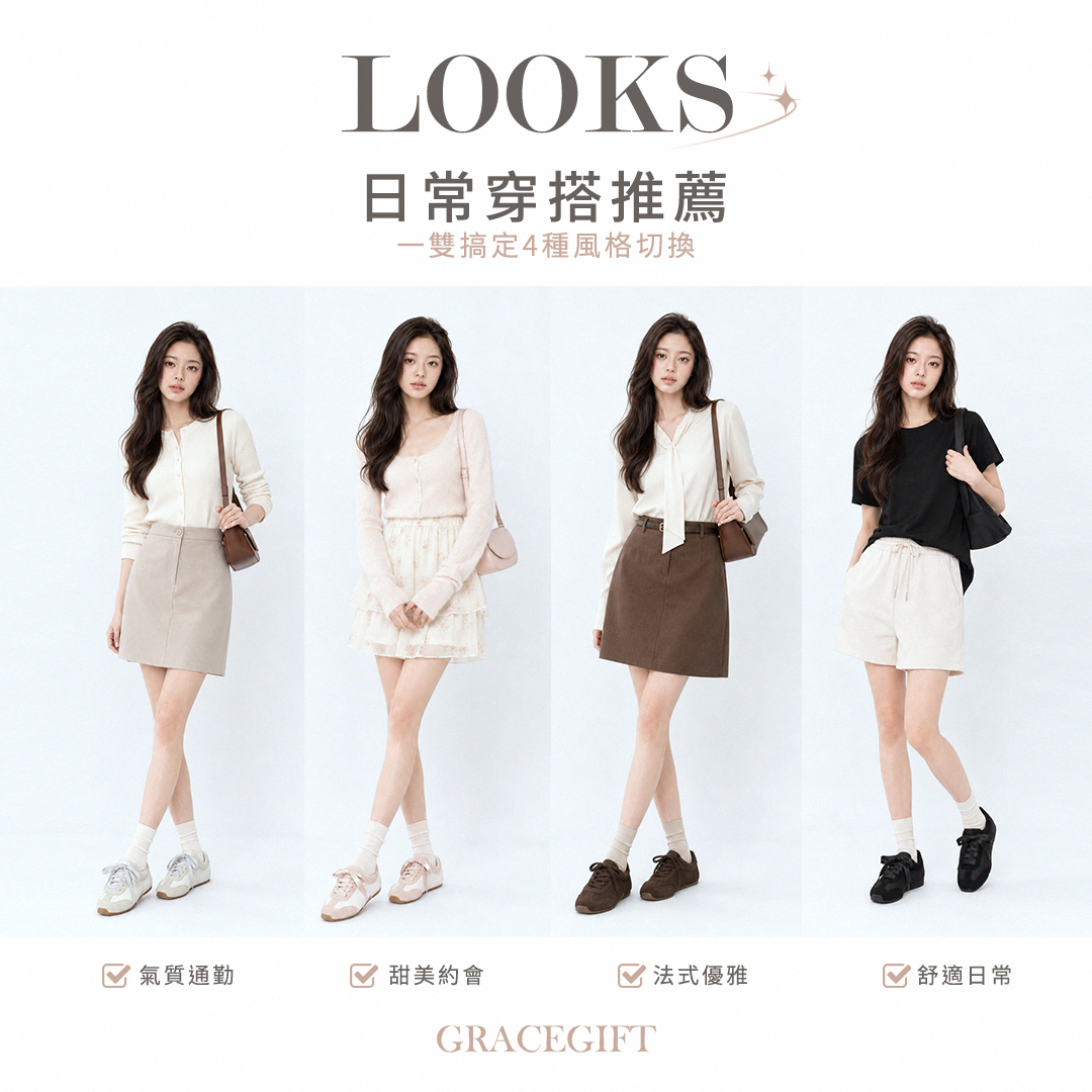 GraceGift平價女鞋 時尚秀場 圓頭 芭蕾步調復古拼接薄底德訓鞋 咖色