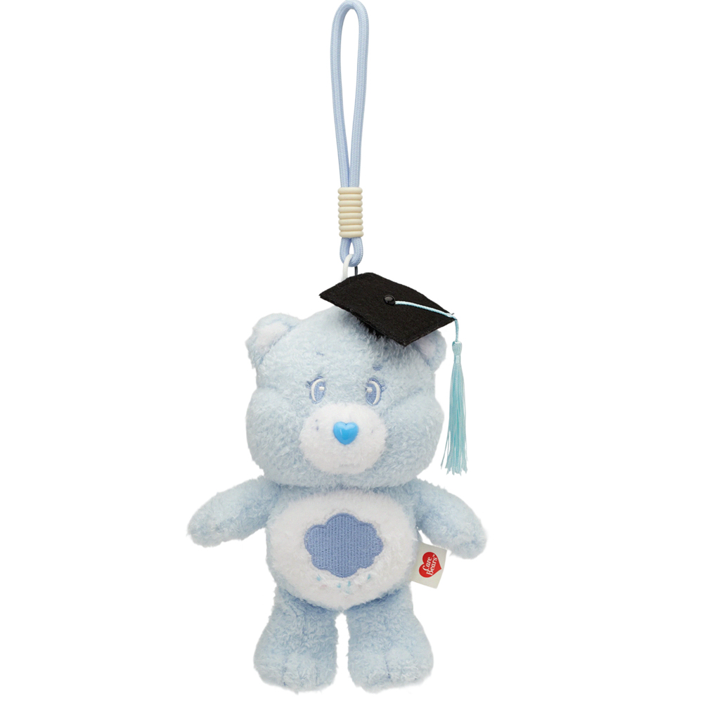 GraceGift CareBears聯名 牢騷小熊 畢業祝福小熊吊飾禮盒 附贈手機墊片 藍
