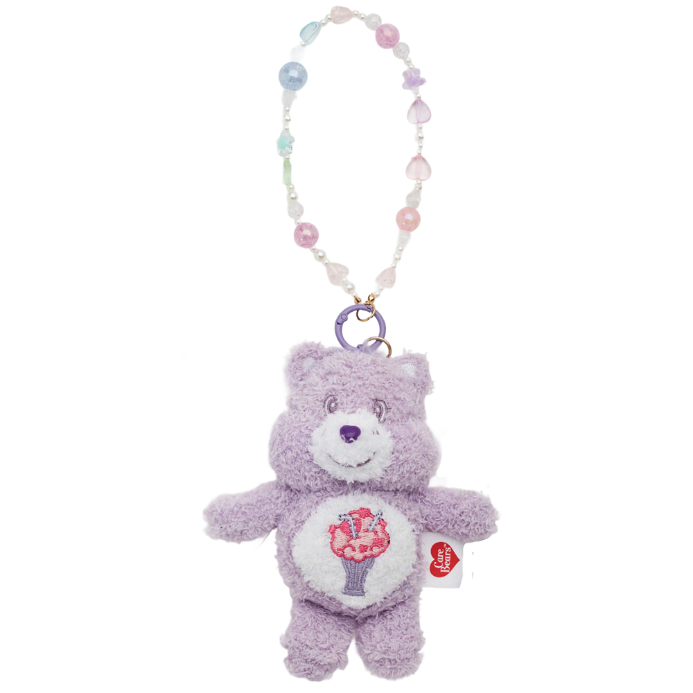 GraceGift CareBears聯名 Care Bears彩虹熊 棉花糖系列毛絨玩偶手機串珠吊飾一中盒
