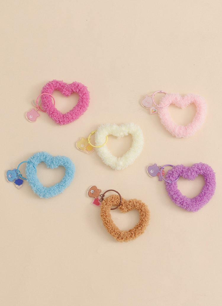 GraceGift CareBears聯名 溫柔小熊 Cupid系列 愛心絨毛鑰匙圈 棕