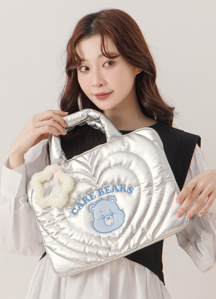 GraceGift CareBears聯名 鑽石小熊 Lollipop系列 星星絨毛手機吊飾 米白