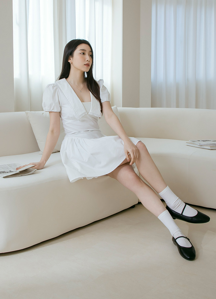 GraceGift 平價女鞋 時髦慵懶 極柔感簡約平底鞋 黑色 平底鞋 實拍圖