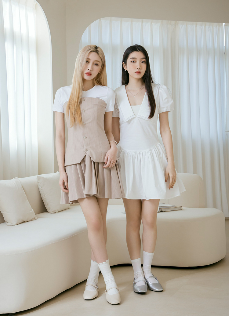 GraceGift 平價女鞋 韓系小愛心 復古瑪莉珍鞋 米白色 平底瑪莉珍鞋 實品圖