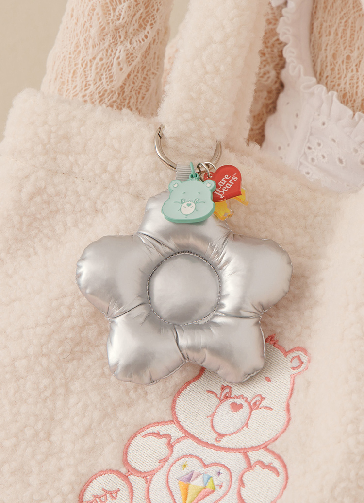 GraceGift CareBears聯名 牢騷小熊 Blossom系列 鋪棉小花鑰匙圈 淺藍